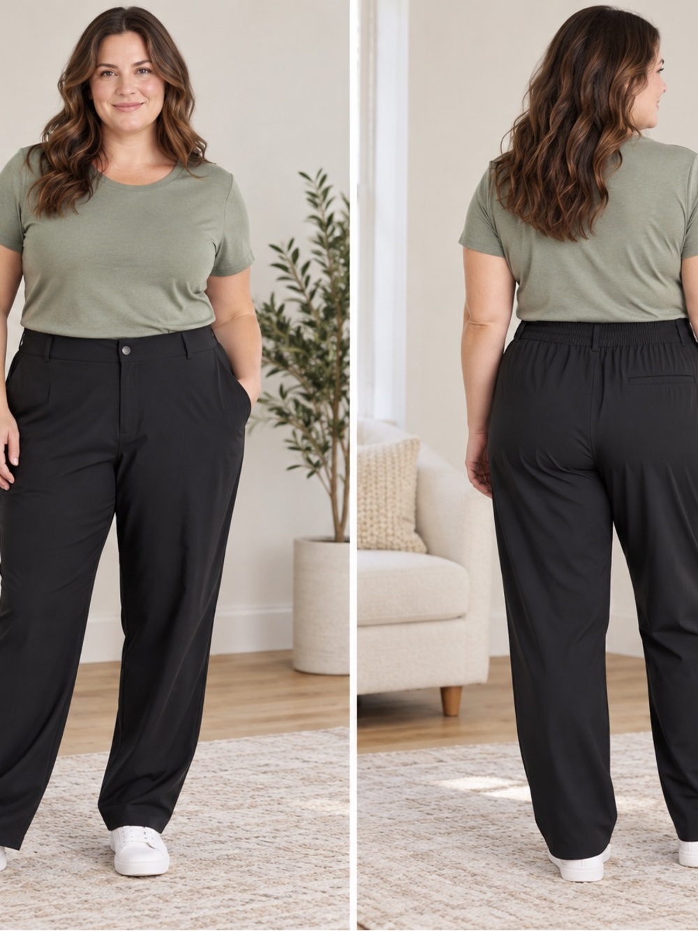 Old Navy Black Straight-Leg Pull-On Pants